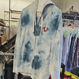 True Religion Light Blue Tie-Dye Zip Hoodie